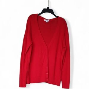 Red St. Johns Bay Lightweight Cardigan V Neck Sz Large